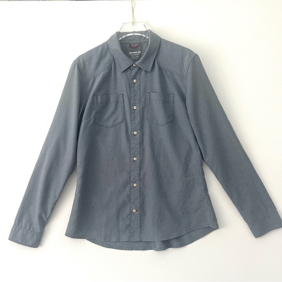 Western Rise Button Down Shirt Blouse Top Tech Travel Gorpcore Gray Size Medium - Picture 2 of 15